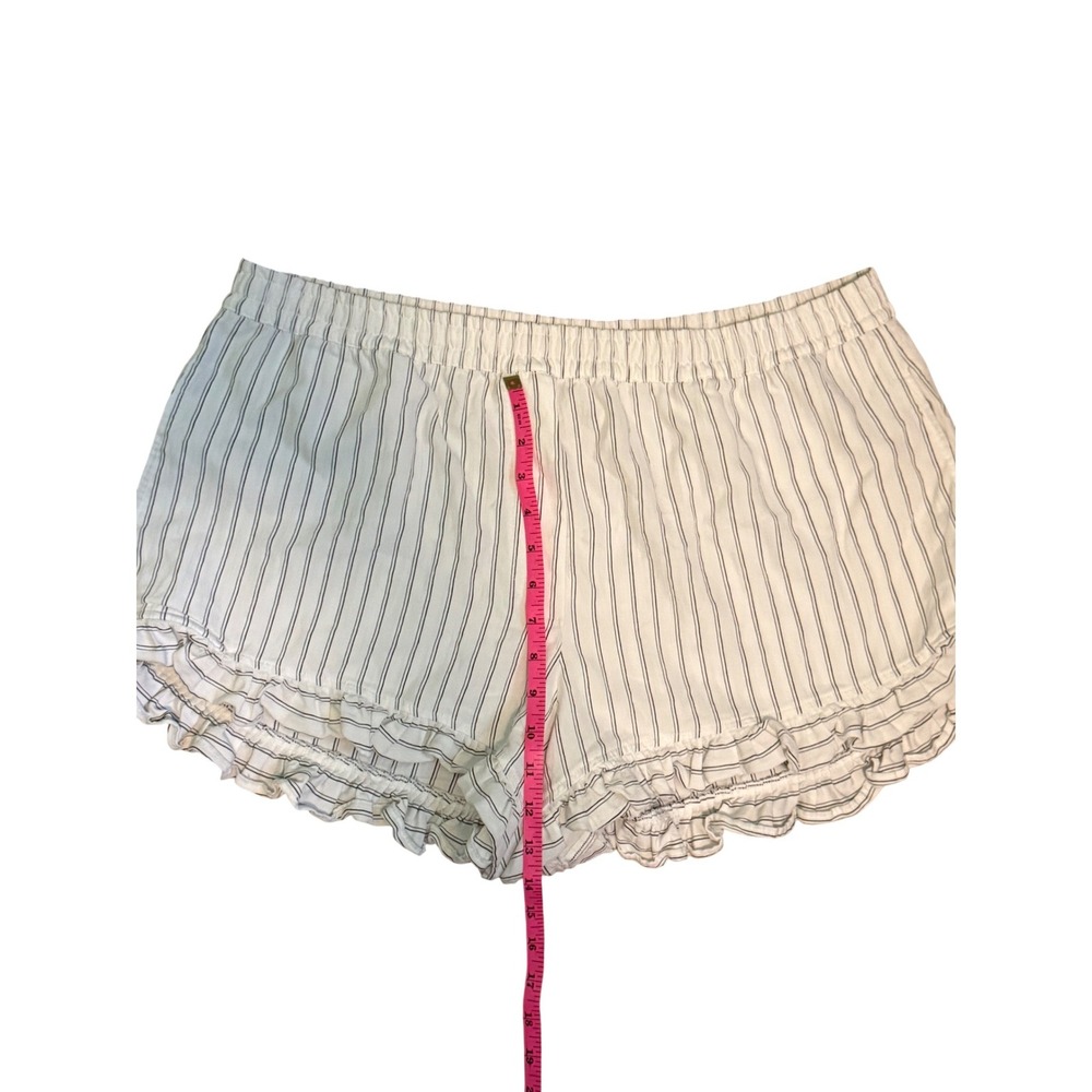 Maeve Anthropologie Skirty Flirty Striped Ruffle Shorts White Black XL - Picture 7 of 7